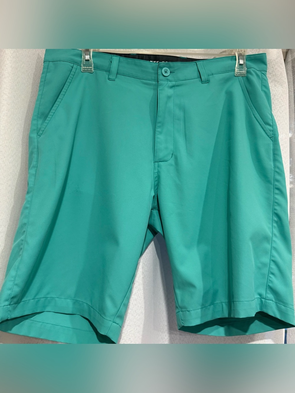 Matte Grey Performance Golf Shorts Teal Aqua-Men's Size 36